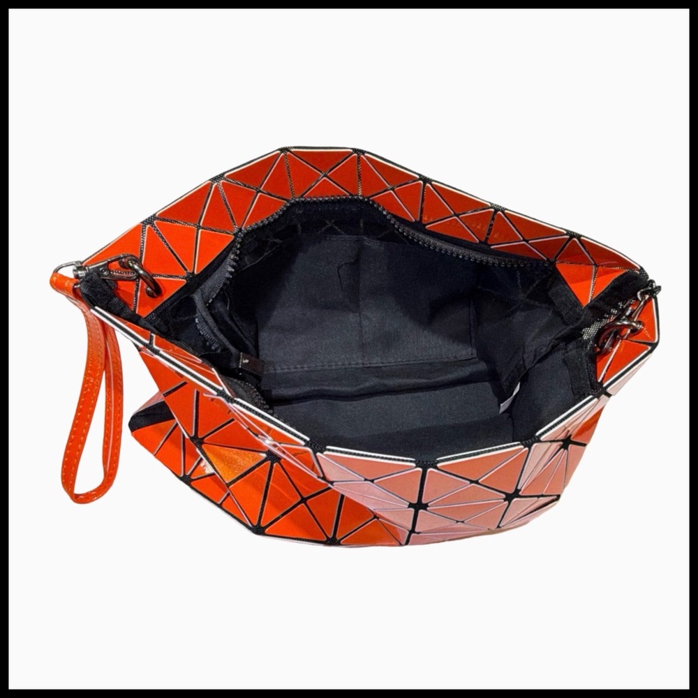 Bao Bao Issey Miyake Style Geometric Prism Orange Wristlet Crossbody Origami Bag - Picture 6 of 11